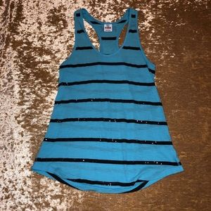 Blue with black stripes PINK tank